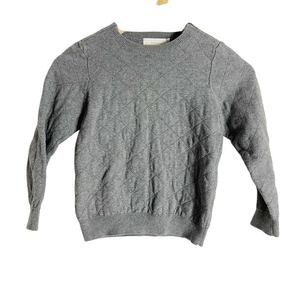 Stella McCartney Boy Gray Quilted Long Sleeve Crewneck Pullover Sweater Size 6 - Picture 1 of 8